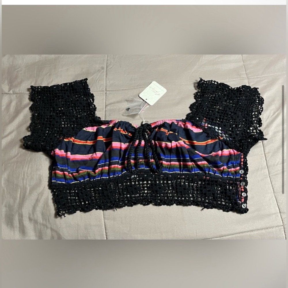NWOT! Free People Aruba Crochet. Multi colored top - Picture 4 of 5